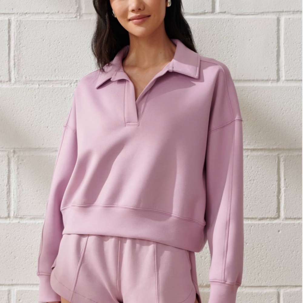 Abercrombie YPB neoKNIT Polo Sweatshirt | Pink | Size M